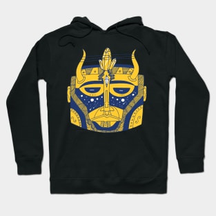 Navy Gold African Mask No 8 Hoodie